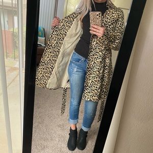 Cheetah print trench coat